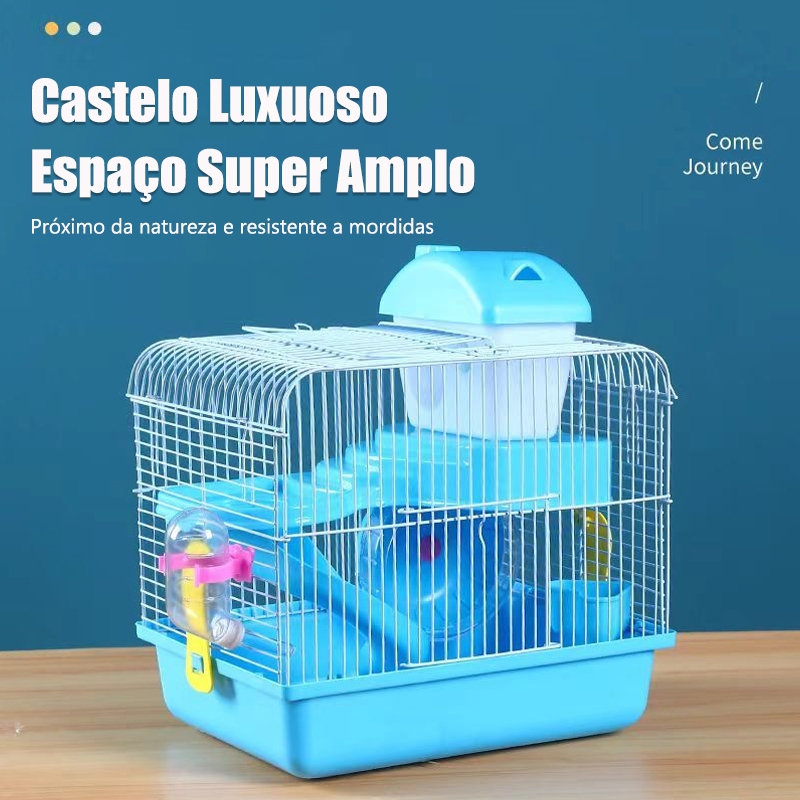 Gaiola Colorida Para Hamster De 2 Andares Com Casa Tubular E Rodas Cor aleatória