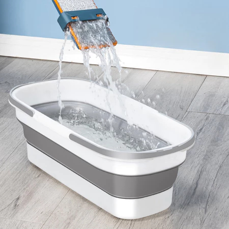 Balde Retangular Dobrável de Silicone 3,2L com 4 Rodas Giratórias Retráteis Multiuso