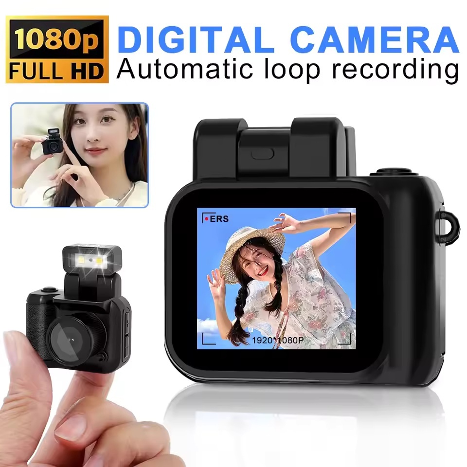 Y4000 Mini Câmera Com Tela HD 1080P Portátil Retro Ultra Compacto Gravador De Vídeo Lâmpada Flash E Doca Bateria