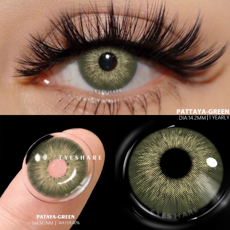 EYESHARE 1 Par De Lentes De Contato Coloridas Do Brasil Para Olhos Verde Marrom Anual Lindos Alunos Moda Greeni