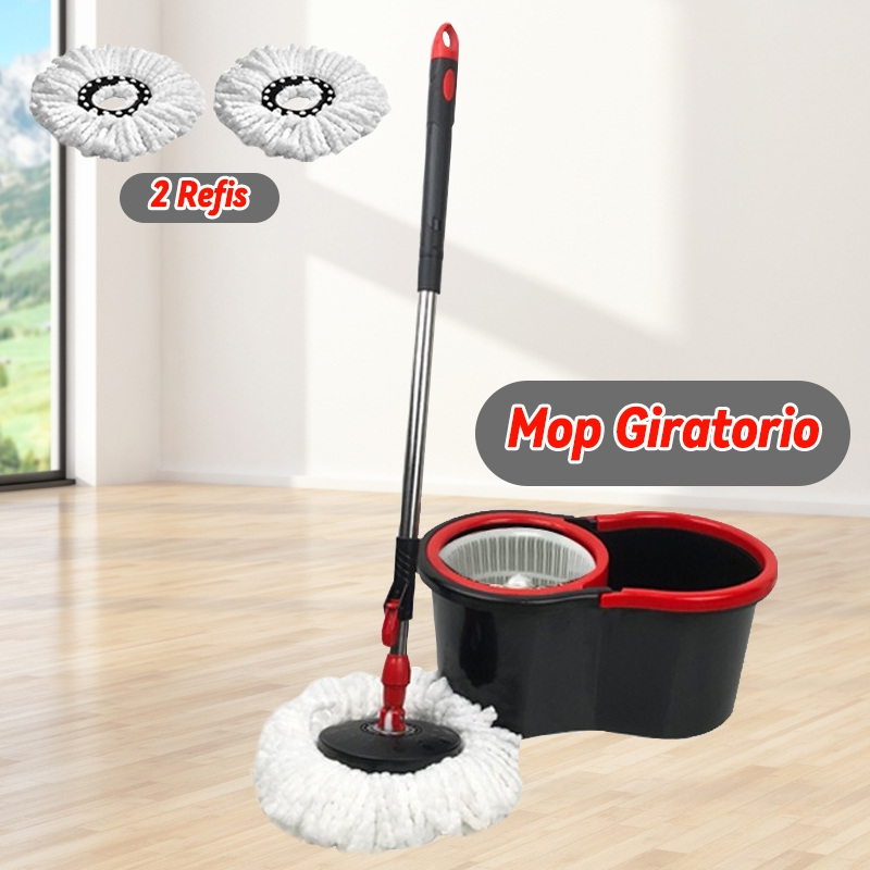Mop Com Centrifuga Inox Com 2 Refil de Microfibra e Cabo em Inox 8 Litros Mopi