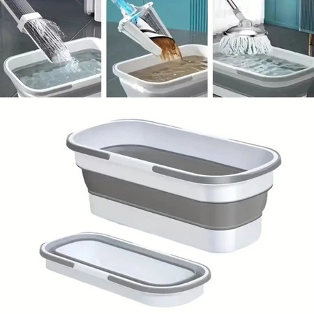 Balde Dobrável de Silicone 18L – Retangular, Multiuso, com 4 Rodinhas Retráteis