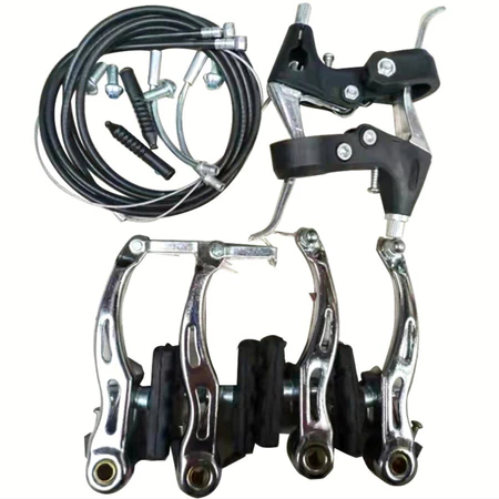 Kit Freio V-brake De Alumínio Preto Para Bicicleta Bike Com Manete E Cabos Completo