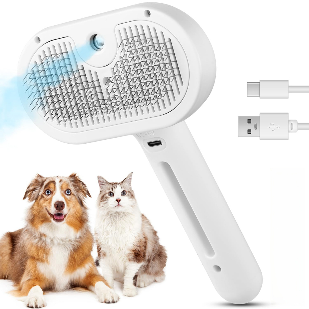 Escova a Vapor 3 Em 1 Spray Hair Combing Pets Caes Gatos e Coelhos