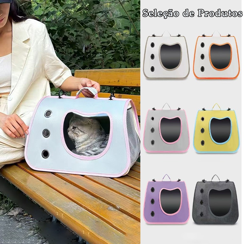 Bolsa/Colméia Portátil para Gato com Espaço Grande e Ventilação, Modelo Transversal e de Mão, para Saídas Afora