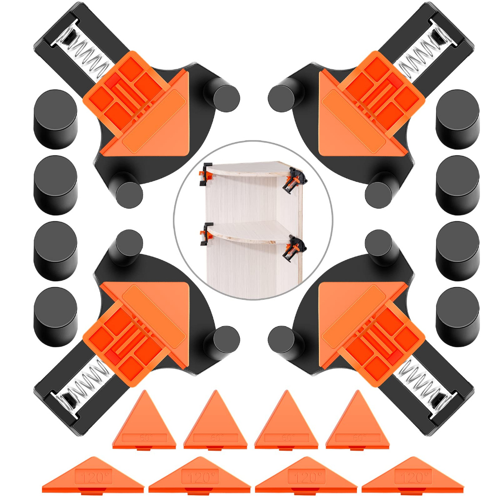 Kit  4 Grampos De Canto Aperto Angular Marcenaria 90 Graus Marceneiro Reformas