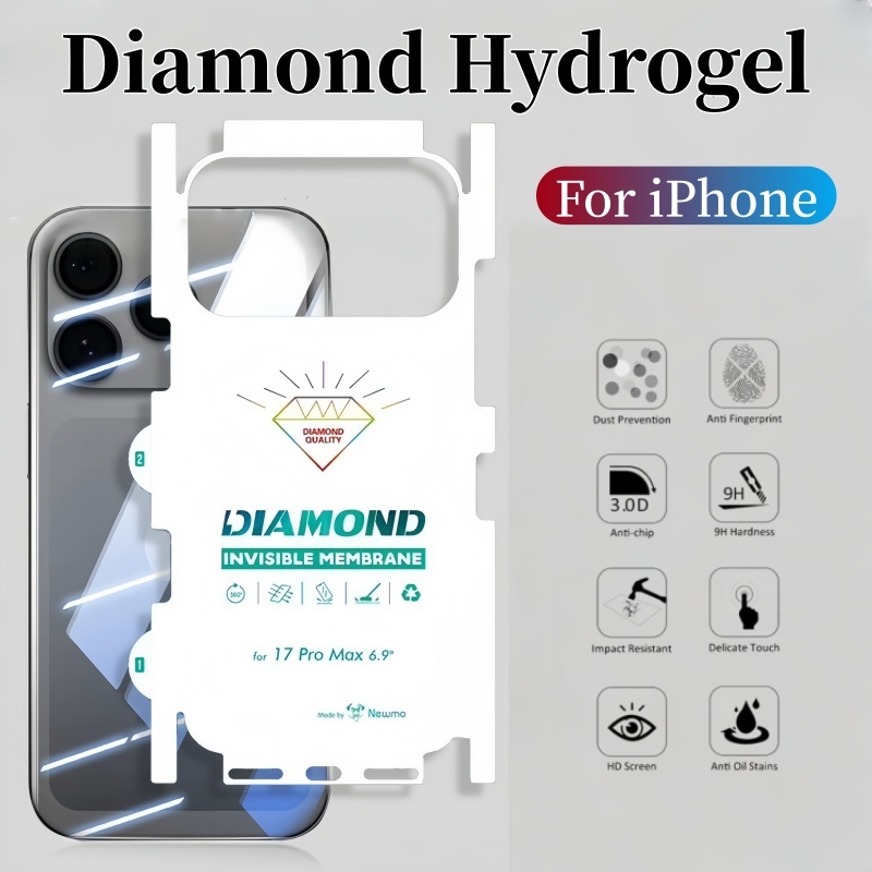Protetor Traseiro De Diamante Para iPhone 17 16 15 14 13 12 Pro Max ProMax 17 Air Plus HD Filme De Hidrogel Macio Fosco 