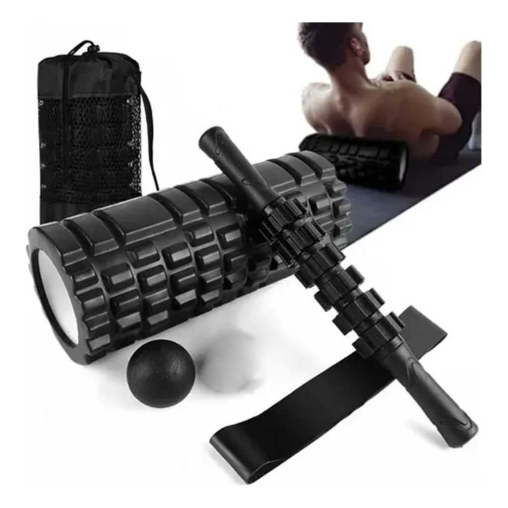 NINJA-Max Kit Completo de Liberação Miofascial 5 em 1 com Rolo, Bastão, Bola, Band e Bolsa