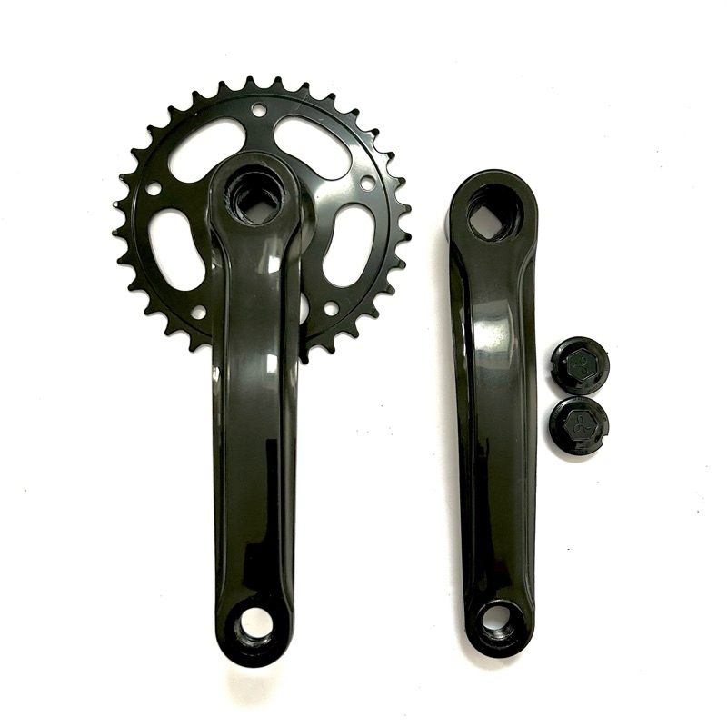 NINJA-Max KIT Pedivela 170mm Bike De Aço C/Coroa Única 32D Ponta Quadrada Na Cor Preta, 7V/8V/9V Serve de Várias Marcas