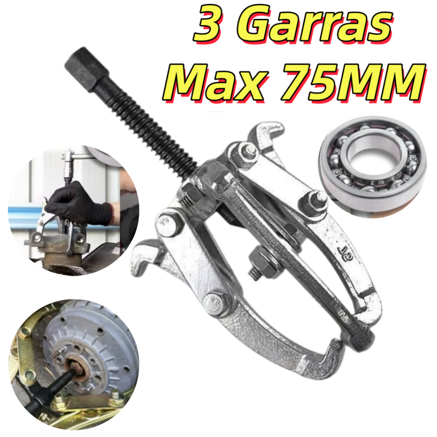 Saca Rolamento e Polia 3Polegadas 75mm Aço Saca Polia Manual 3 Garras Metal Extrator
