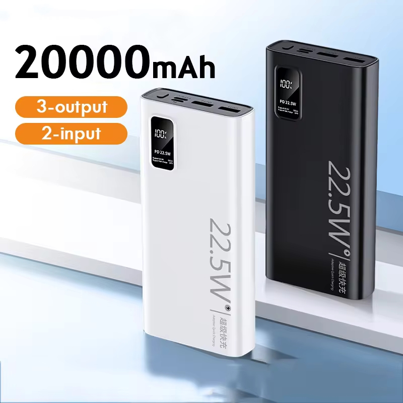 Carregador Portátil 20000mah grande capacidade power bank 22.5w rápido portátil bateria Com Tela Lcd 100% Original