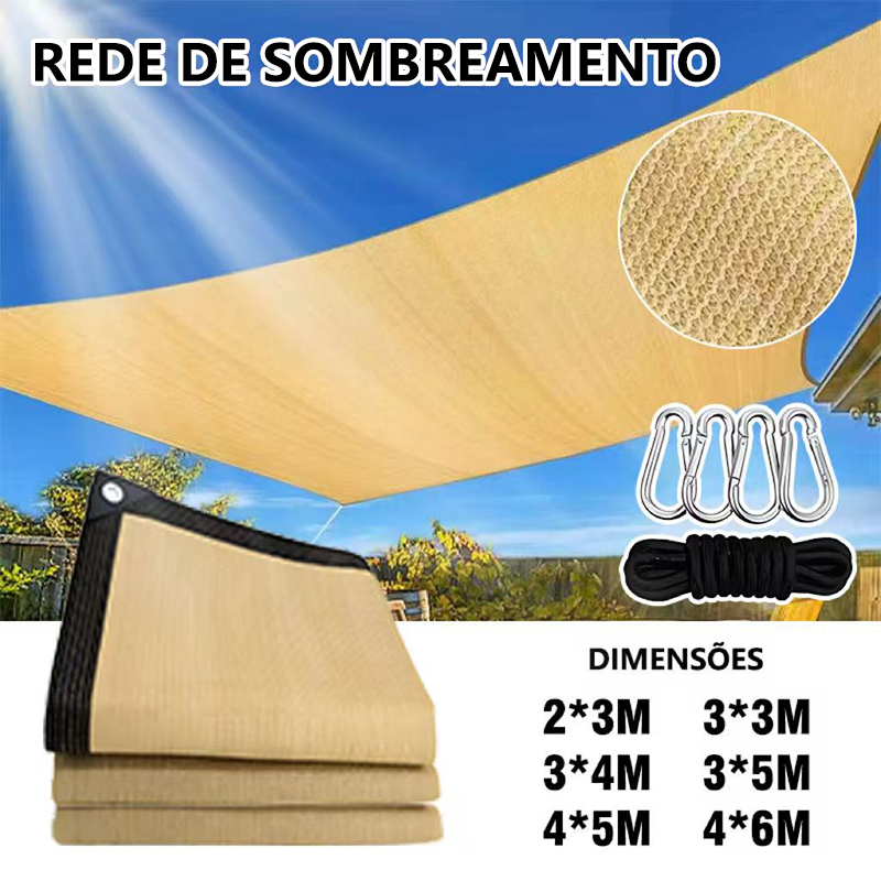 Amarelo/castanho Tela Sombreamento 98% para Garagem e Piscina, Proteção UV e Instalação Rápida Vários tamanhos