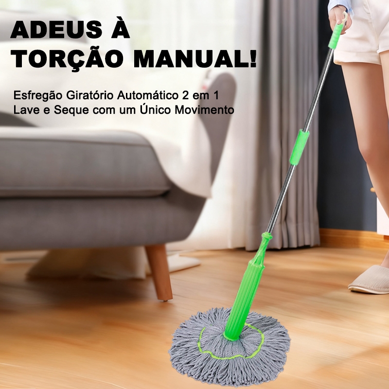 haosin Esfregão Mop Desidratação 2 em 1 - Esfregão Giratório Automático Para Limpeza de Piso