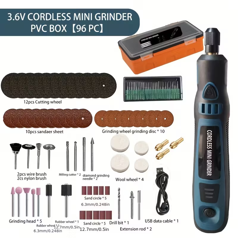 Kit 96 peças Mini Esmerilhadeira Sem Fio Conjunto De Elétrica Polidora Kit De Perfuratriz