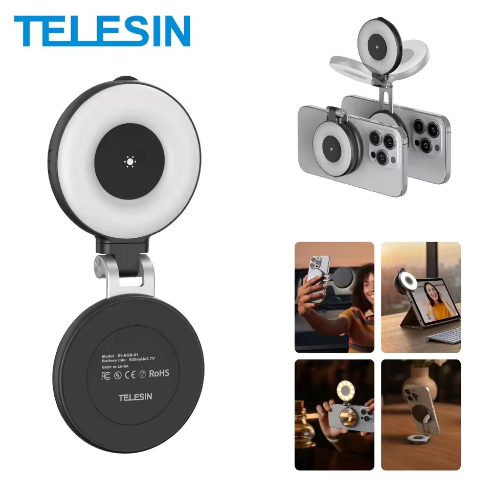 Luz Magnética Para Selfie De Telefone Dobrável LED De Preenchimento 2700K/5600K/7500K Espelho De Maquiagem Regulável