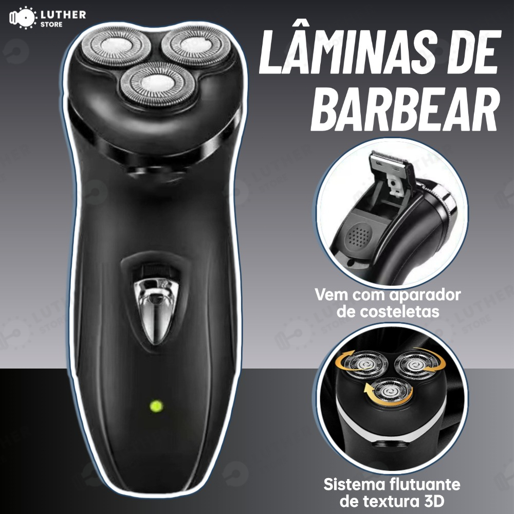 Máquina De Barbear Masculina Recarregável 220V 4D 3 Cabeças | TDU 220V Homens Elétrico Barbeador De Barba De Cabeça