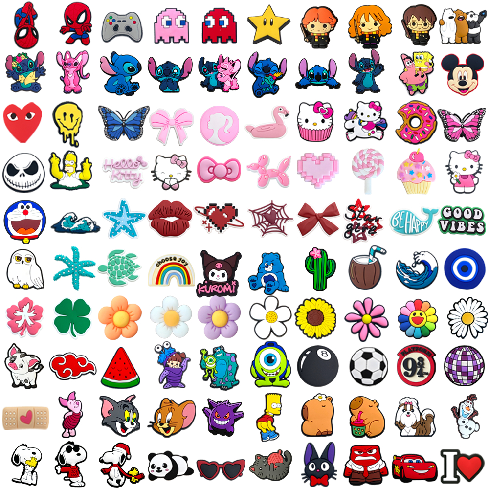 Encantos De Sapato Decrations 100 Estilo Desenhos Animados Vários Animais Sandálias Fivela PVC Acessórios Botão