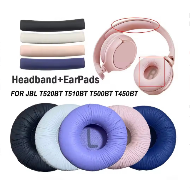 Par Almofada Espuma Para Fone Compatível Jbl Tune600 Bt T500 T510bt T450 T450bt Branco Preto