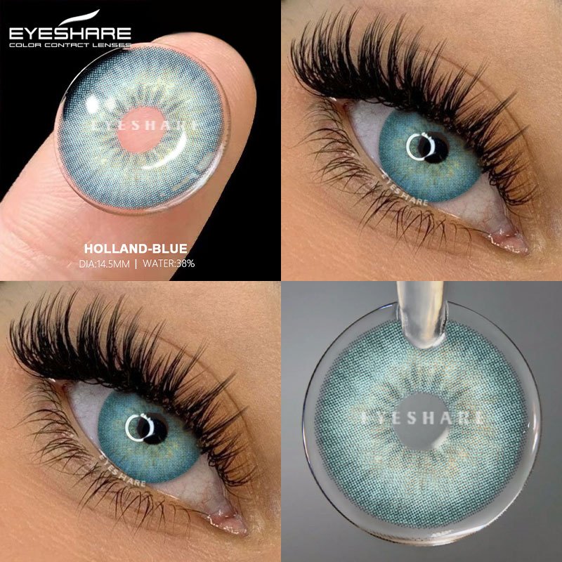 EYESHARE 1 Par De Lentes De Contato Azuis , Naturais Marrons/Cinzas Da Série HOLLAND Coreanas Macias , Descartáveis Anua