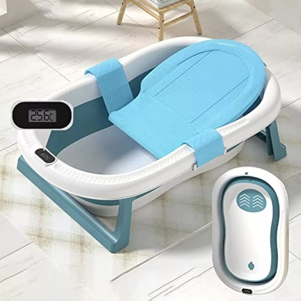 Banheira Dobrável Portátil Premium Para Bebês , Piscina De Banho Com Display Digital De Temperatura LED , Segura