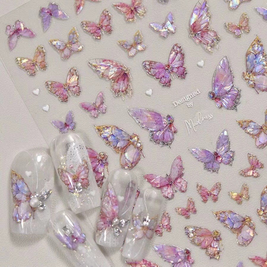 1Pcs Adesivos De Unhas 3d De Borboleta, Acessórios De Decoração De Unhas Diy