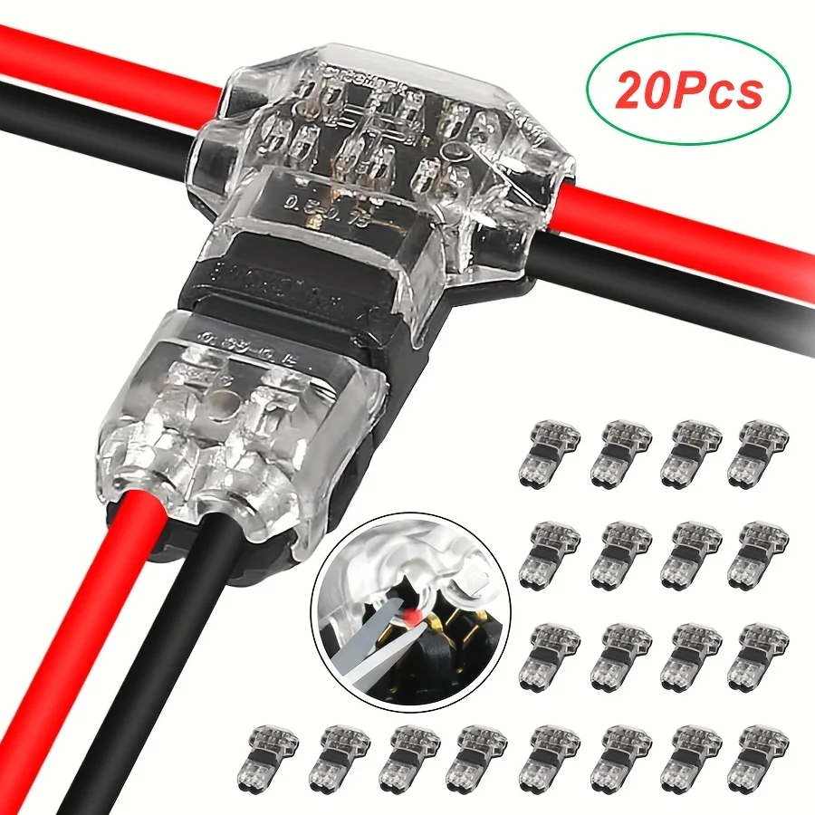 Conectores De Fio De Torneira T , 1-20 Peças , Sem Descascamento , Terminal Rápido , Baixa Tensão , 2 Pinos , Plugue Aut