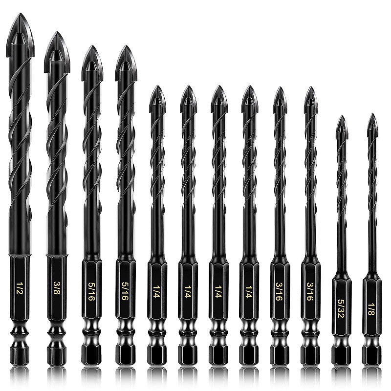 Kit 10 Brocas de carboneto Triangular Titânio Profissionais 3/16-1/2 De Para Fura Tudo