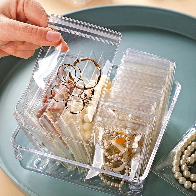 20/40/80Pcs Saco De Jóias Transparente Anti Oxidação Brincos Colar Manual Saco De Armazenamento Portátil