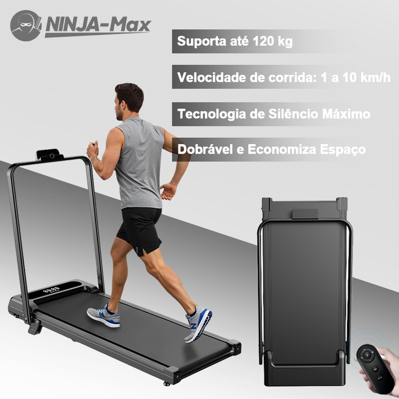 NINJA-Max Esteira elétrica dobrável 110V/220V - 2.0 HP - Dobrável - LED Display - 2 Níveis Inclinação