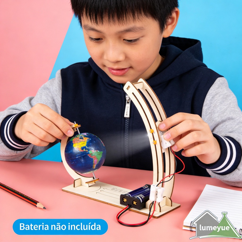 Modelo de Demonstração de Alternância Dia-Noite da Terra - Kit de Experimentos Científicos DIY para Crianças