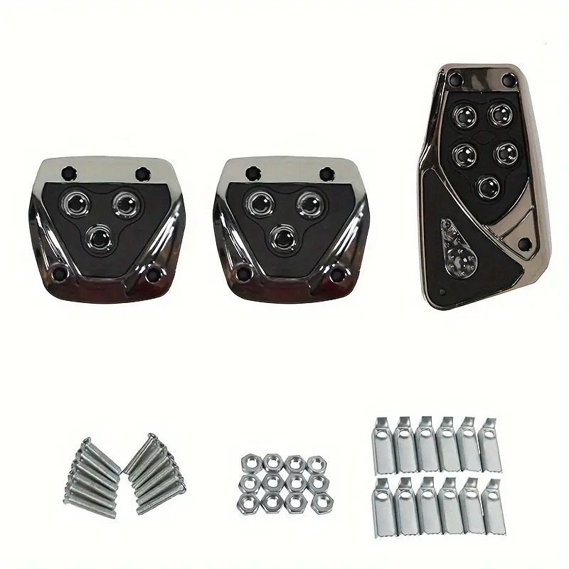 Kit 3 Peças Pedaleiras Esportivas Automotiva Carros Tuning Acessórios Universal Envio Imediato