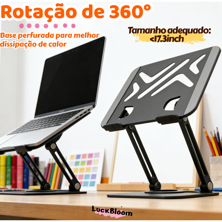 Suporte de Metal Ajustável Para Notebook 10 Ate 17" Giratória de 360°