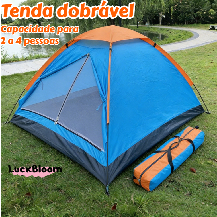 Barraca Iglu 3-4 Pessoas Acampamento Camping Lazer Impermeável Cor Azul/amarelo