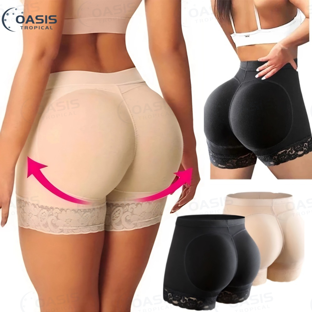 Calcinha Acolchoada Feminina Intensificador De Quadril Preto/Bege M-XXXL Modelador Sexy Com Acolchoamento Confortável-OT