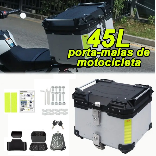 Bau Alumínio Traseiro 45 Litros Top Case Caixas E Baús Para Motocicletas