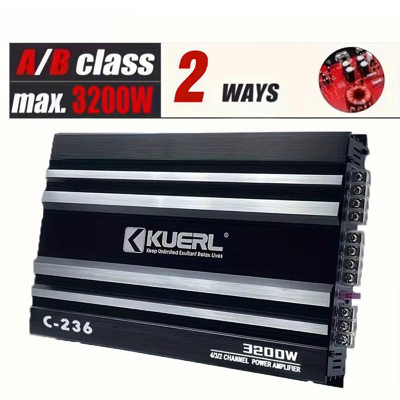 Amplificador De Áudio Automotivo C-236 – 2 Canais 3200W Potência Alta Para Subwoofer E Alto-Falante