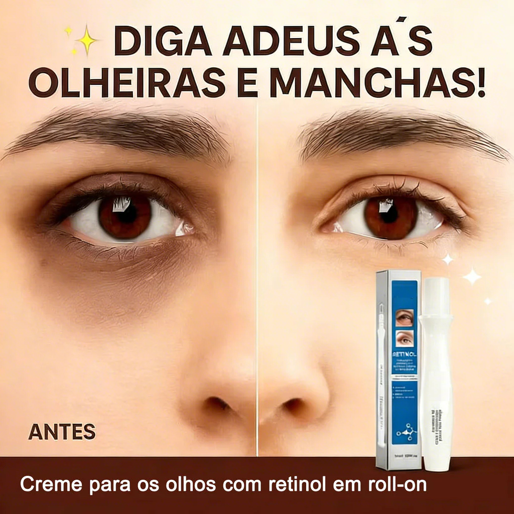 15ml Sérum de Retinol para Olhos com Rolo - Reduz Rugas, Olheiras e Bolsas - Antienvelhecimento