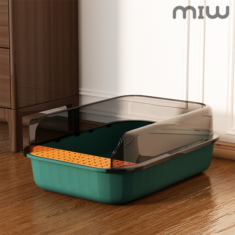 MIW Caixa de Areia para Gatos Grandes Banheiro Sanitário Pet Aberta Resistente Forte Sandbox Gato