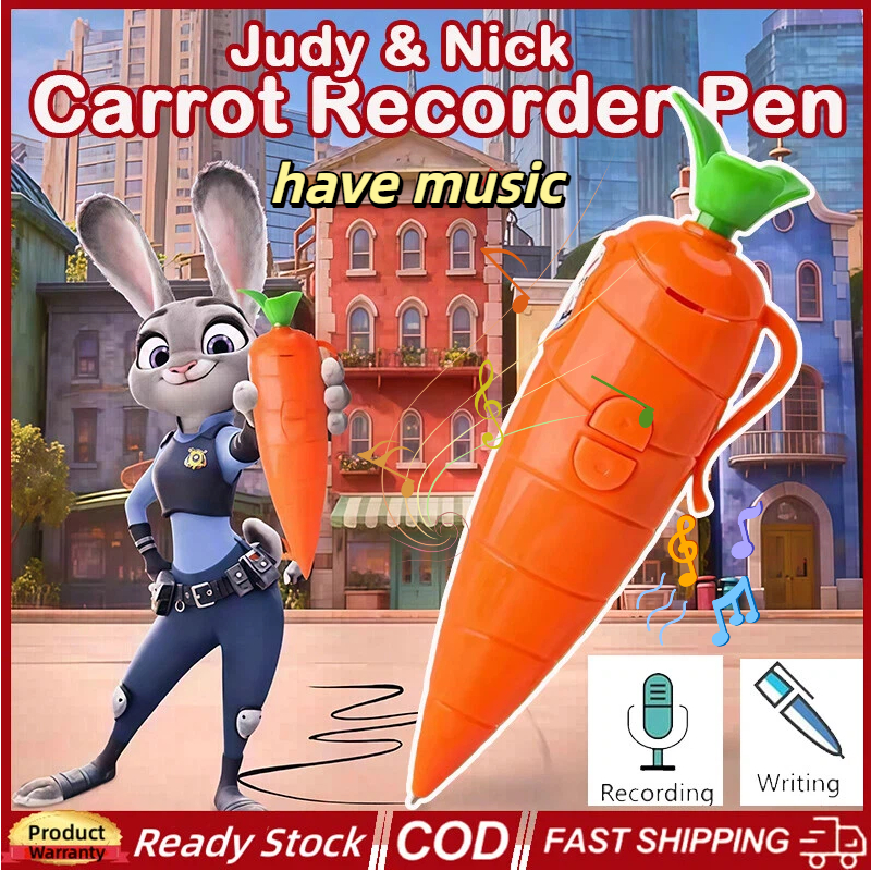 Caneta Gravadora De Voz Judy & Nick Cenoura 4 Unidades Com Música Desenho Animado Criatividade Esferográfica Infantil ; 