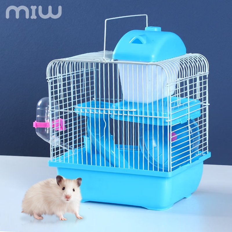 Gaiola de Hamster Luxuosa Colorida de 2 Andares com Casa Tubular e Roda, para Hamsters e Roedores