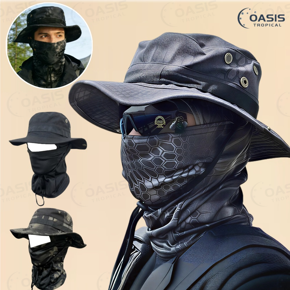 Boonie Chapéu Balaclava Terno Dobrável Macio Proteção Solar Boné De Pesca Respirável Pescador Caça Ao Ar Livre Amplo