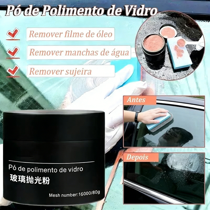 Pó de Polimento para Vidro - Óxido de Cério 80g (2.82oz) Premium TREO 85% - 3.5 Micra - Remove Riscos e Imperfeições