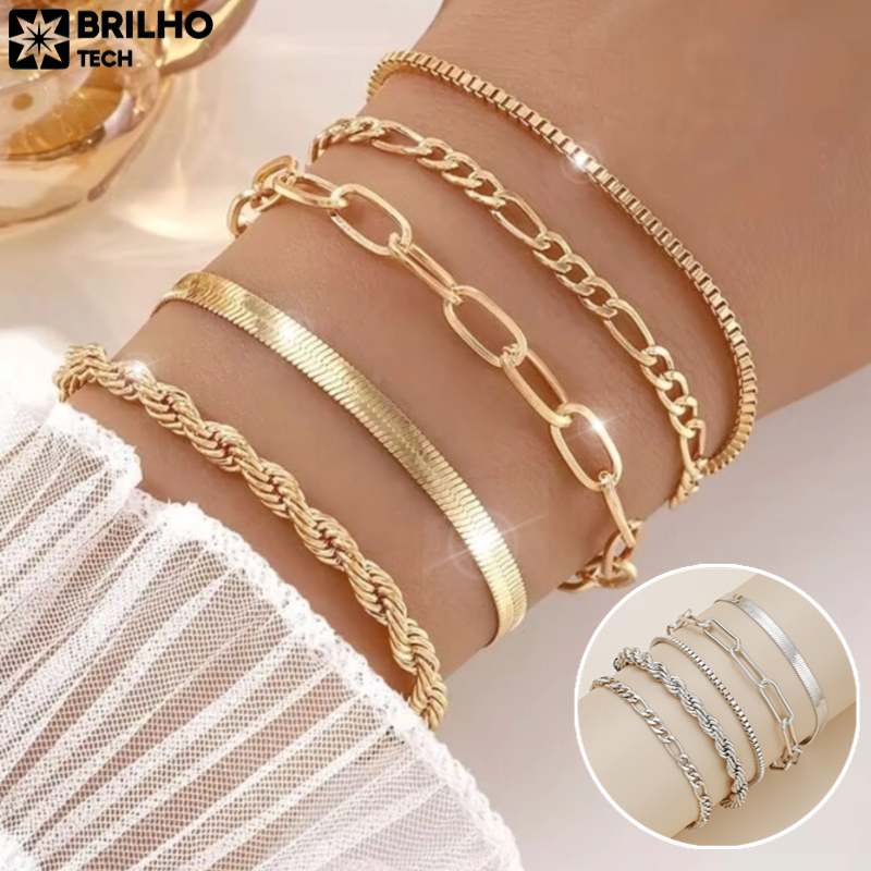 5 Pulseiras De Aço Inoxidável Hipoalergênicas, Resistentes A Manchas E à Prova d'água BT