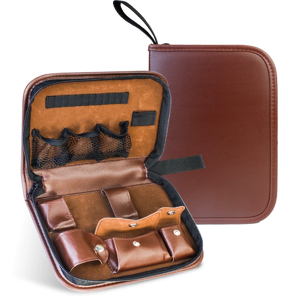 Bolsa De Acessórios De Golfe Multifuncional Armazenamento De Couro Marrom De Grande Capacidade