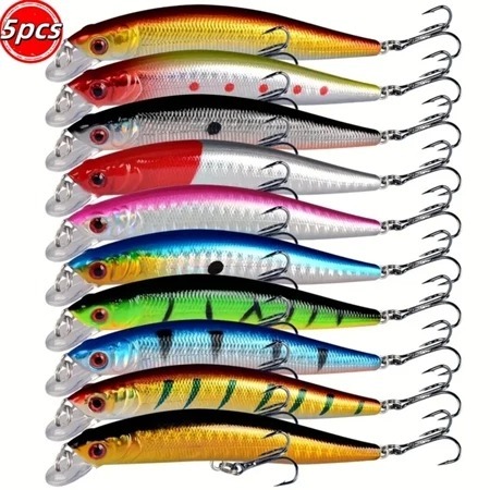Kit 5/10 Iscas Artificiais Importadas 1/2 Meia Água de 9 cms e 8,5 gramas Pesca Tucunaré Traíra Dourado Robalo Black