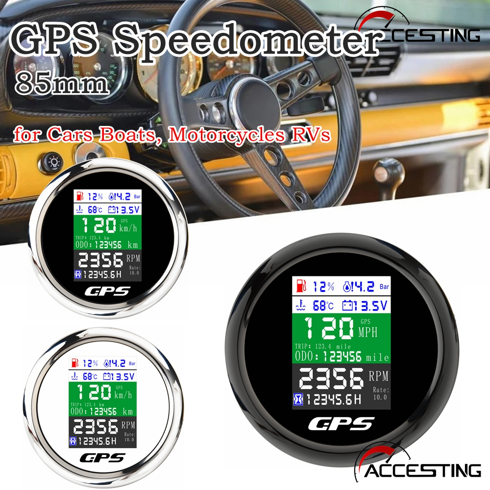 Velocímetro GPS Para Carro Tacômetro Digital Combustível Temperatura Da Água De Pressão De Óleo IP67 À Prova D'água MPH 