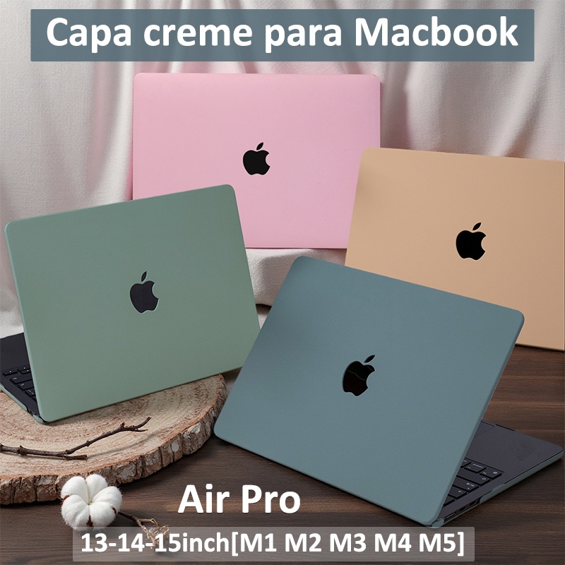 Creme Capa para Macbook Neo A3404 Air M5 M4 M3 A3240 A3113 Pro14 M5 proteção 2020 Air Pro M1 com cobertura de teclado