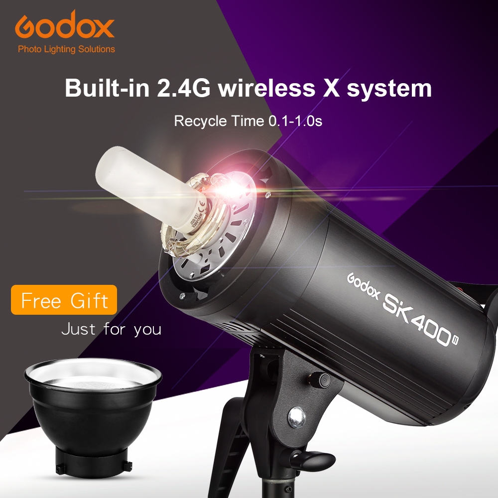 Godox SK400II 400Ws Studio Flash GN65 Com Sistema X Sem Fio 2.4G Integrado Bowens Mount Para De Estúdio Profissional