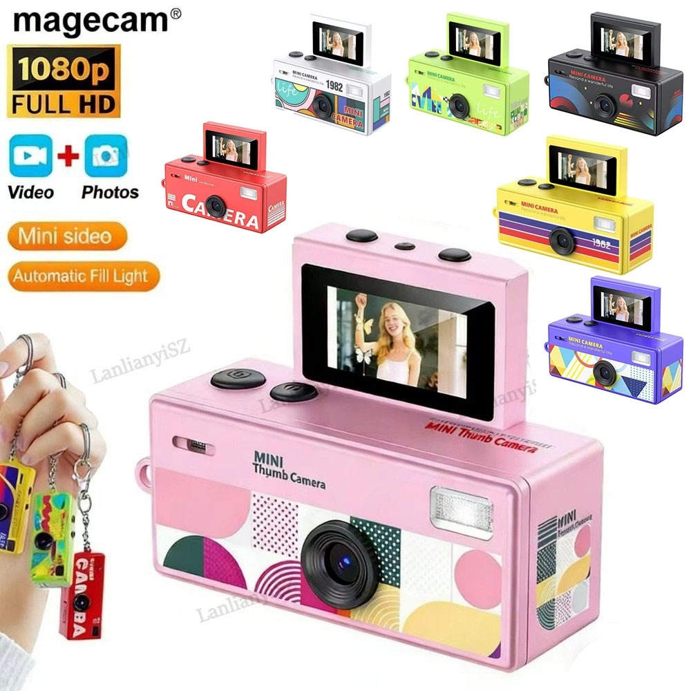 Flip Cover Câmera Digital 0.96 Polegada Chaveiro Retro Suporte Cartão De Memória 1080P Muito Pequeno Filmadora Gravador