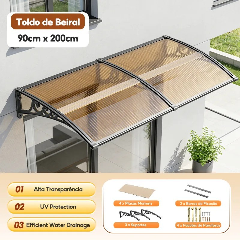 Toldo Policarbonato Modular 70x200/90x200 Cm Portas Janelas